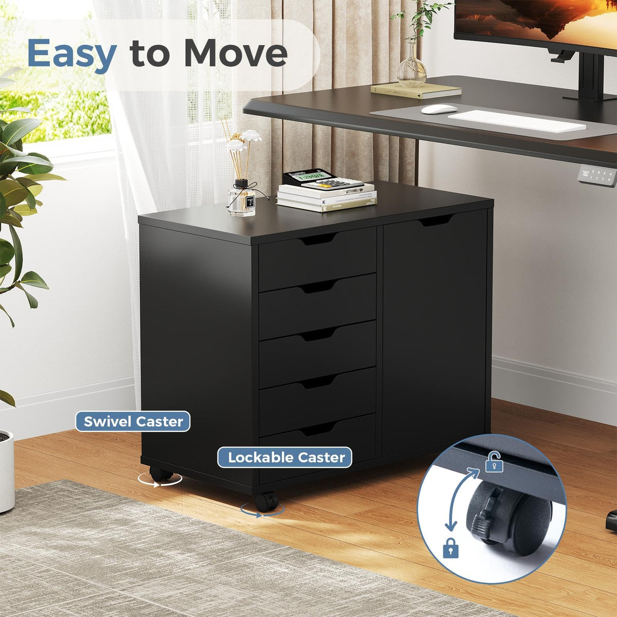 5-Drawer Rolling Printer Cabinet