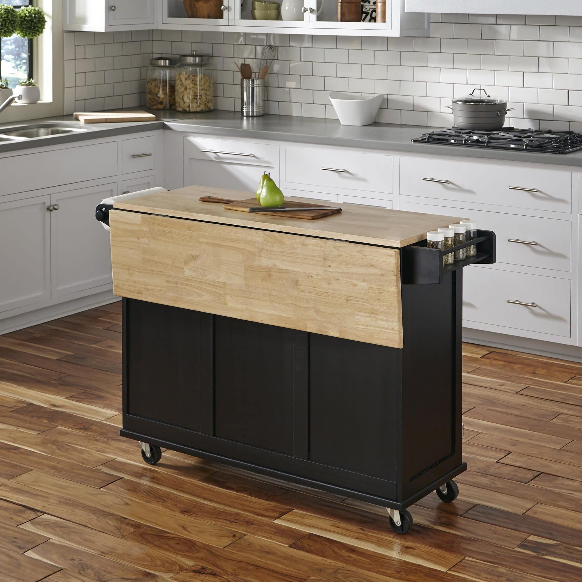 Mobile Kitchen Island Cart with Drop Leaf