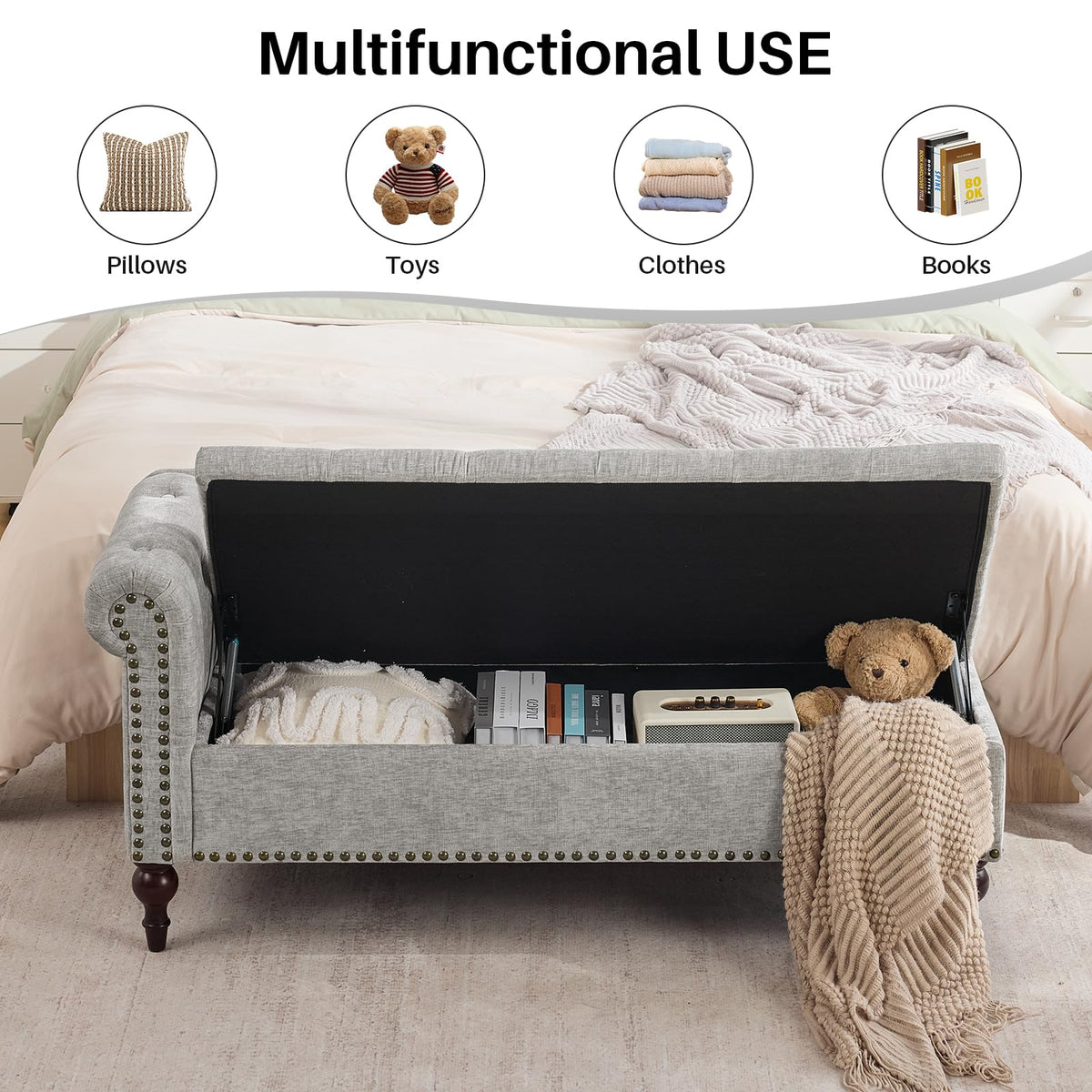 Velvet Storage Chaise Lounge