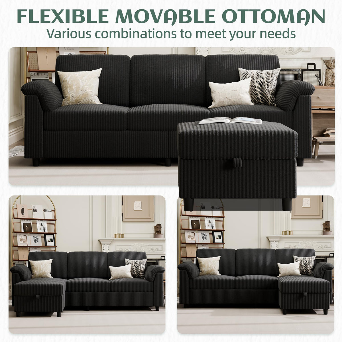 Reversible L-Shaped Sectional Sofa