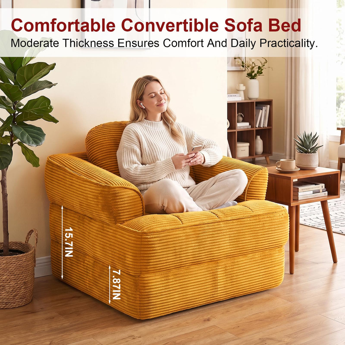 CUBIOU Folding Sofa Bed, Convertible Sleeper Chair Bed Lounge Chair