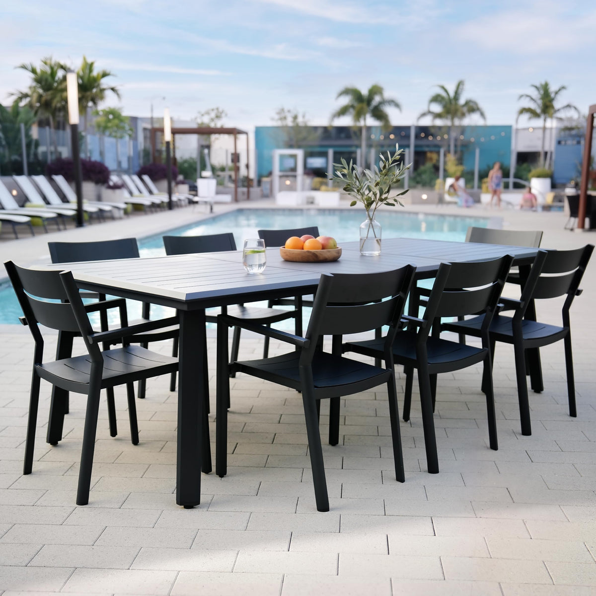 PATIOHIT Outdoor Dining Table for 8, 83" Aluminum Patio Table