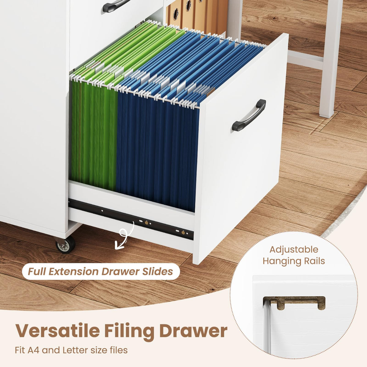 3-Drawer Mobile Filing Cabinet