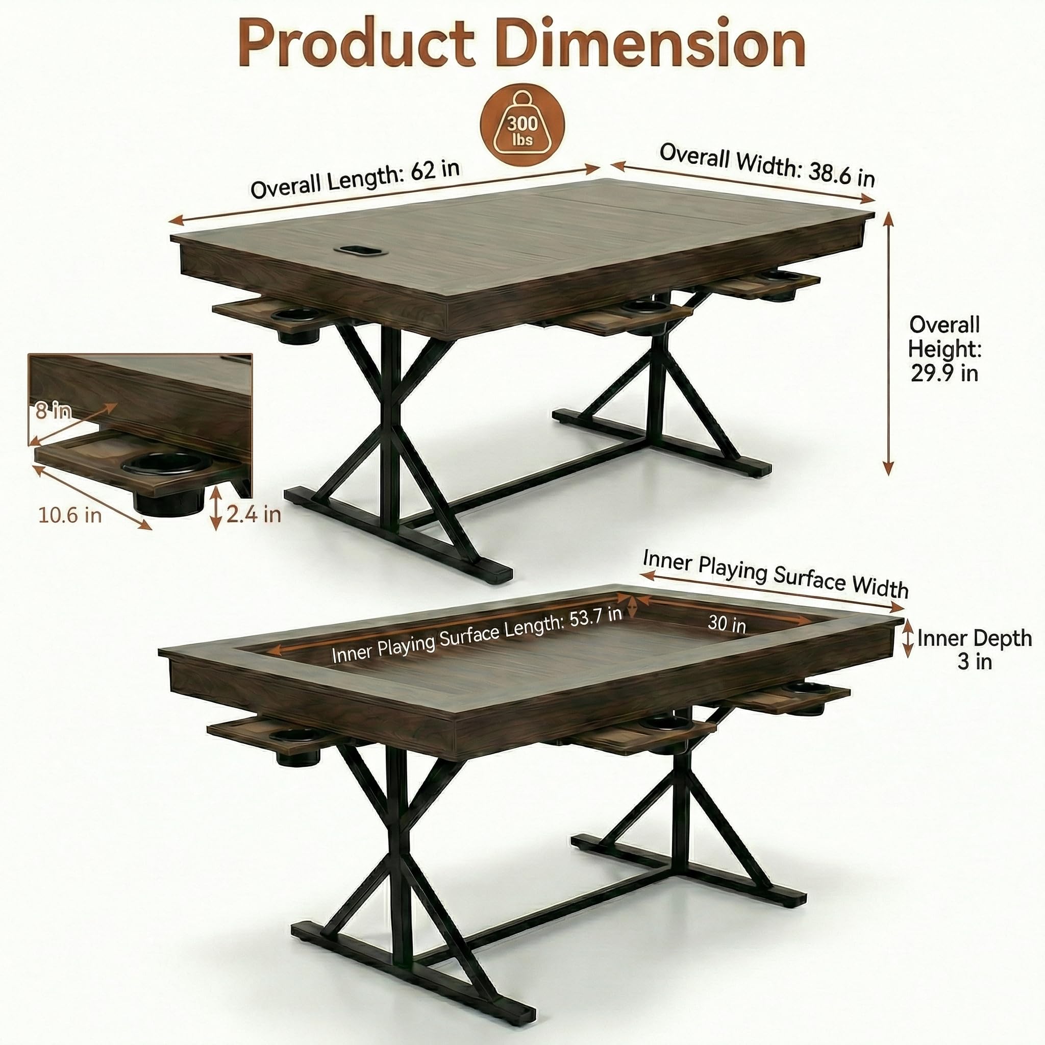 Convertible Game & Dining Table for 4-6 Players