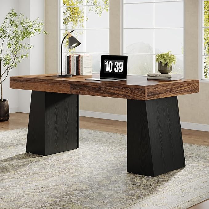 55" Executive Desk with Double Trapezoid Base