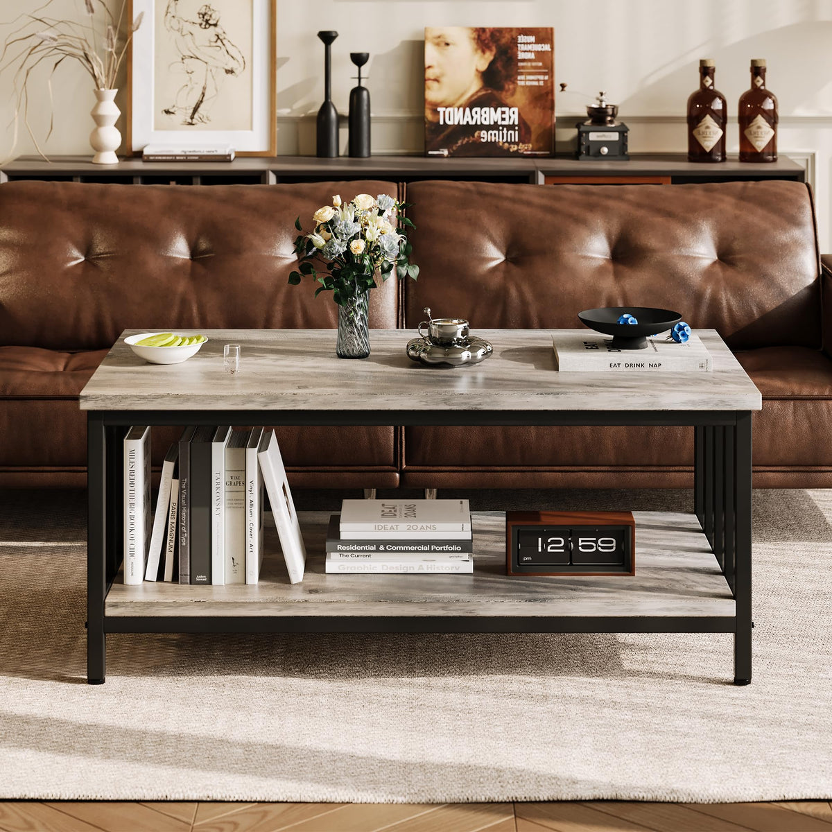 Grey Wash Coffee Table with Storage
