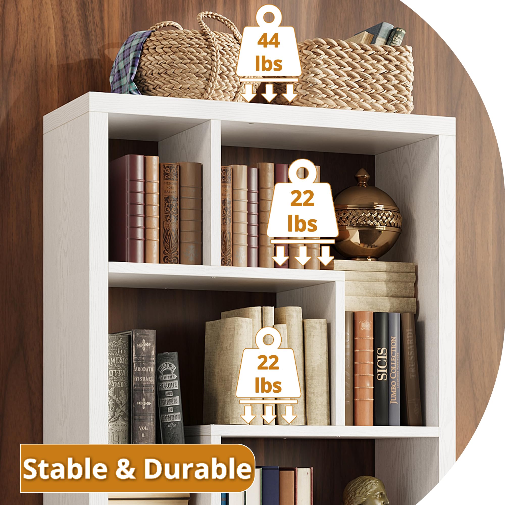 Geometric Bookcase 6-Shelf Industrial White