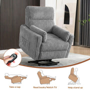 homeokay Power Lift Recliner Chair,Electric Nursery Chair for Elderly Round Plush Faux Fur with Footrest, Grey