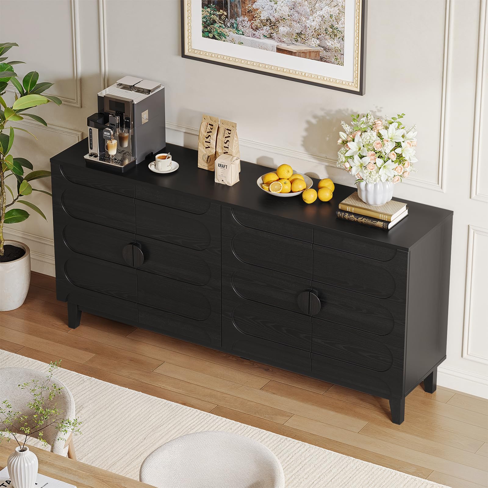 63" Sideboard Buffet Cabinet with Adjustable Shelves