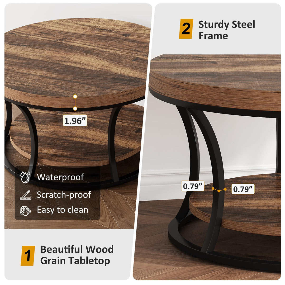 Round Coffee Table with Storage