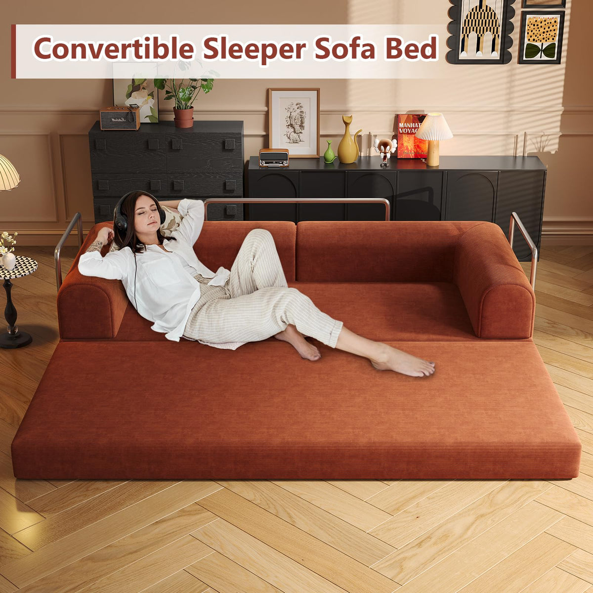 Convertible Corduroy Sofa Bed