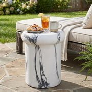 Round Faux Marble Side Table