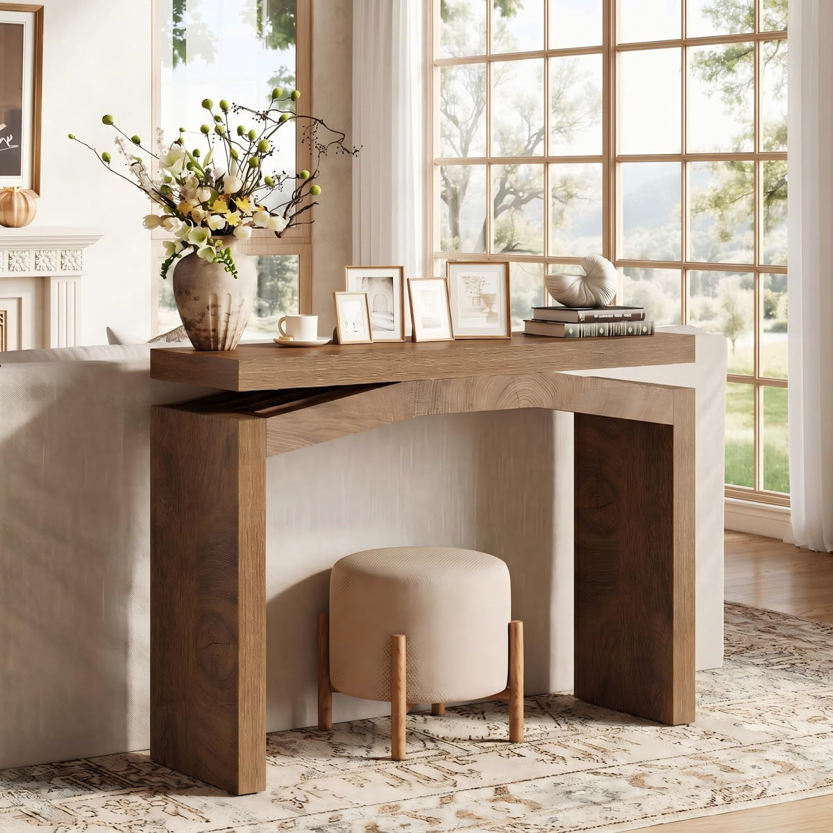 Tribesigns 40-Inch Console Table for Entryway, Farmhouse Sofa Table, Brown