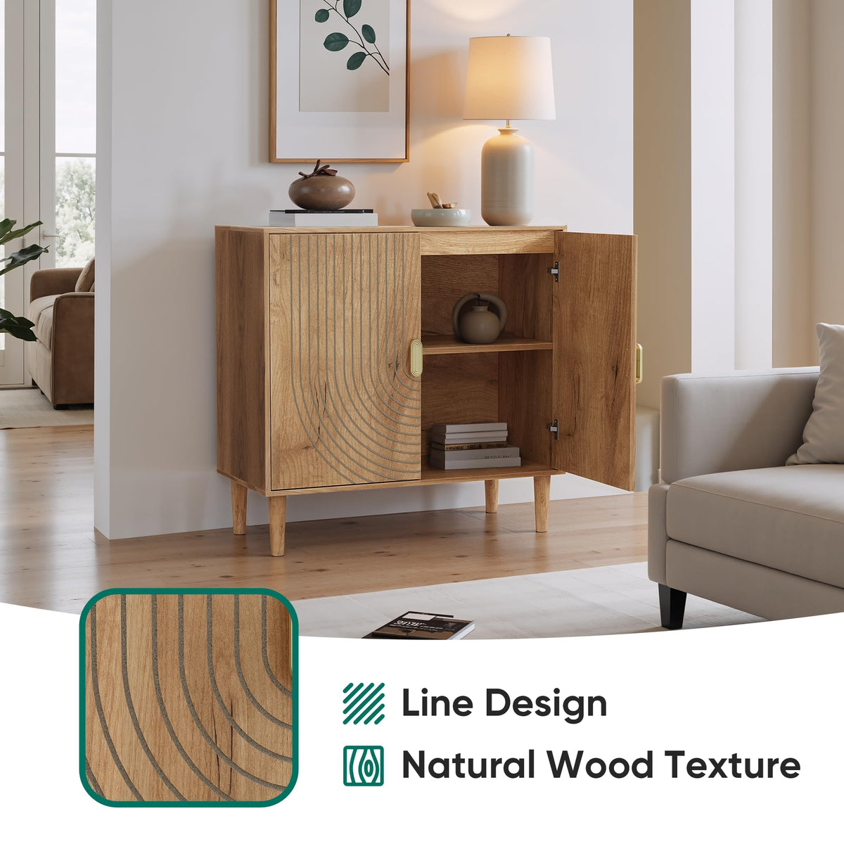 Oak Grooved Sideboard Cabinet