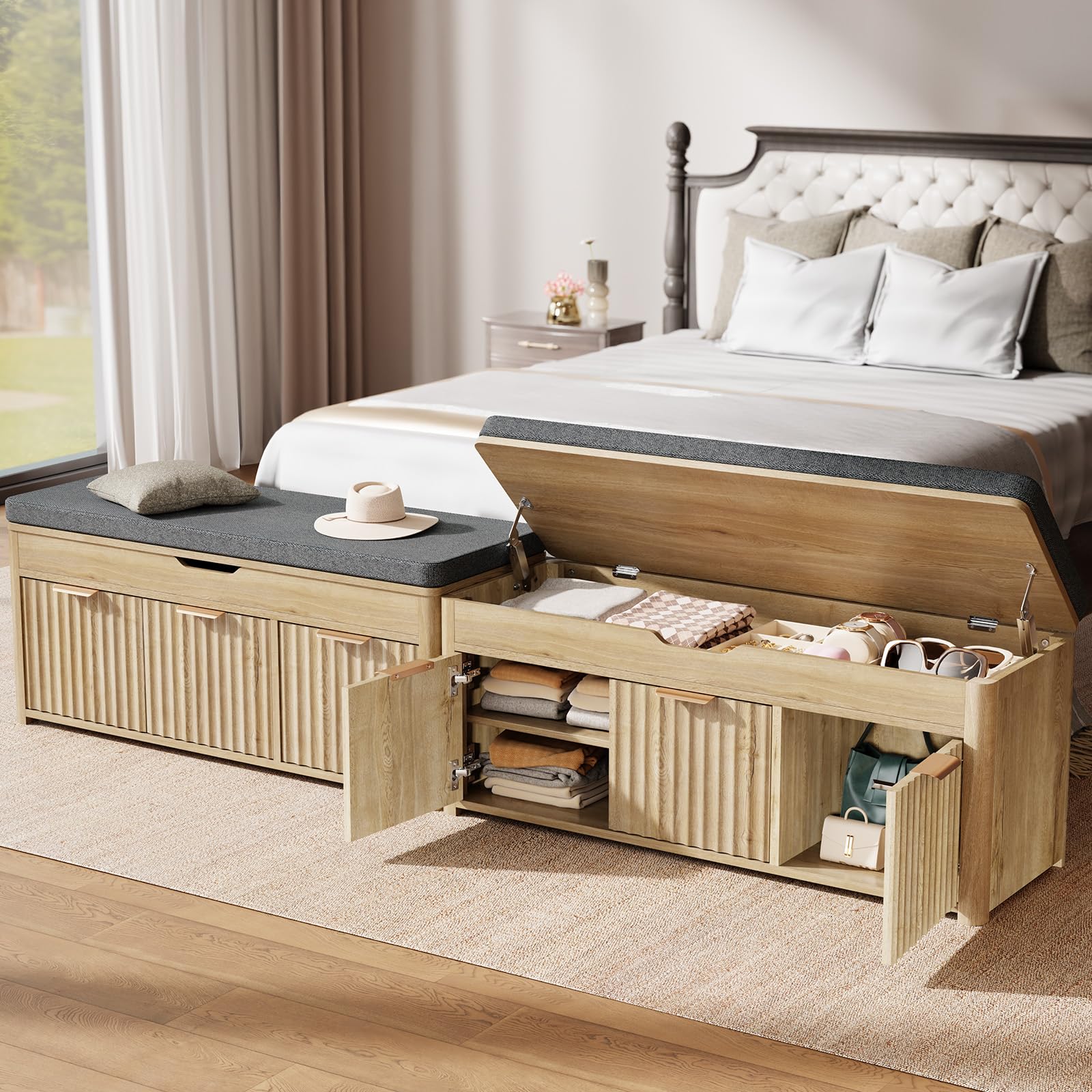 Lift-Top Shoe Storage Bench with Cushioned Seat