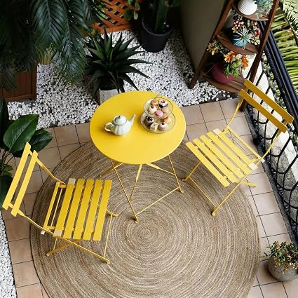 3-Piece Folding Outdoor Bistro Set with Cushions