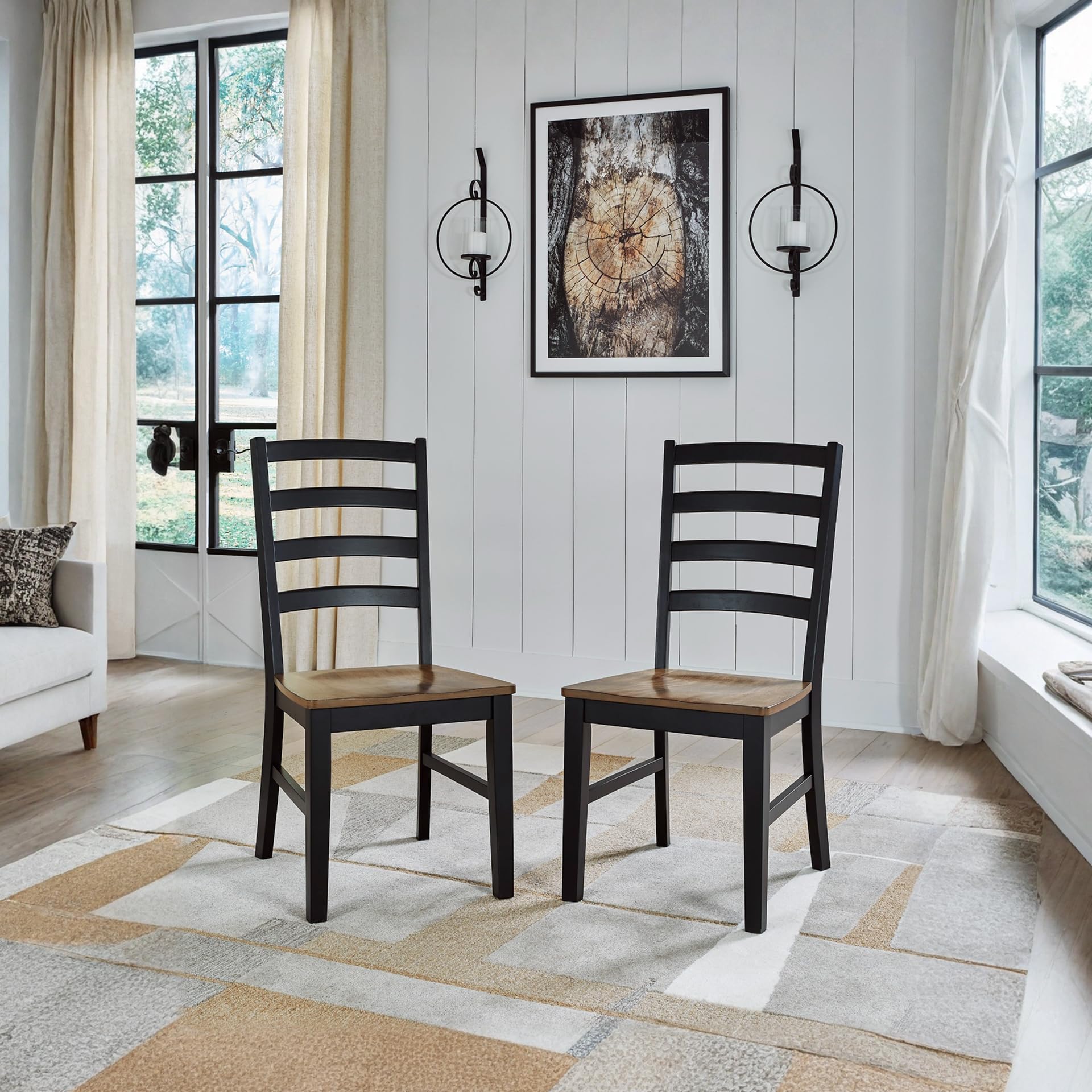 Ladderback Dining Chairs, Set of 2