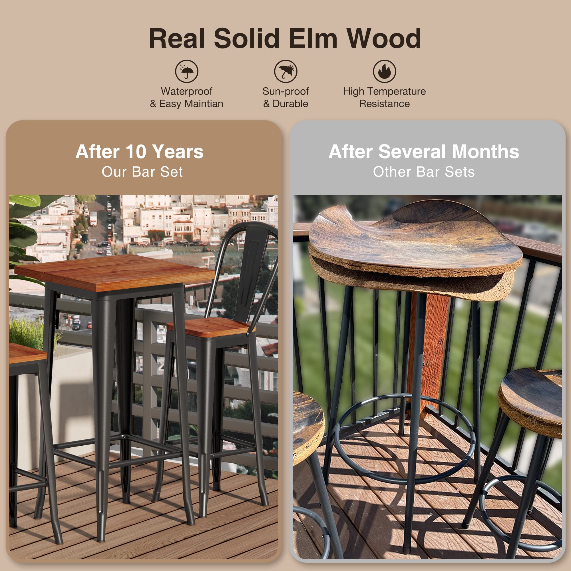 3-Piece Bar Table & Chairs Set