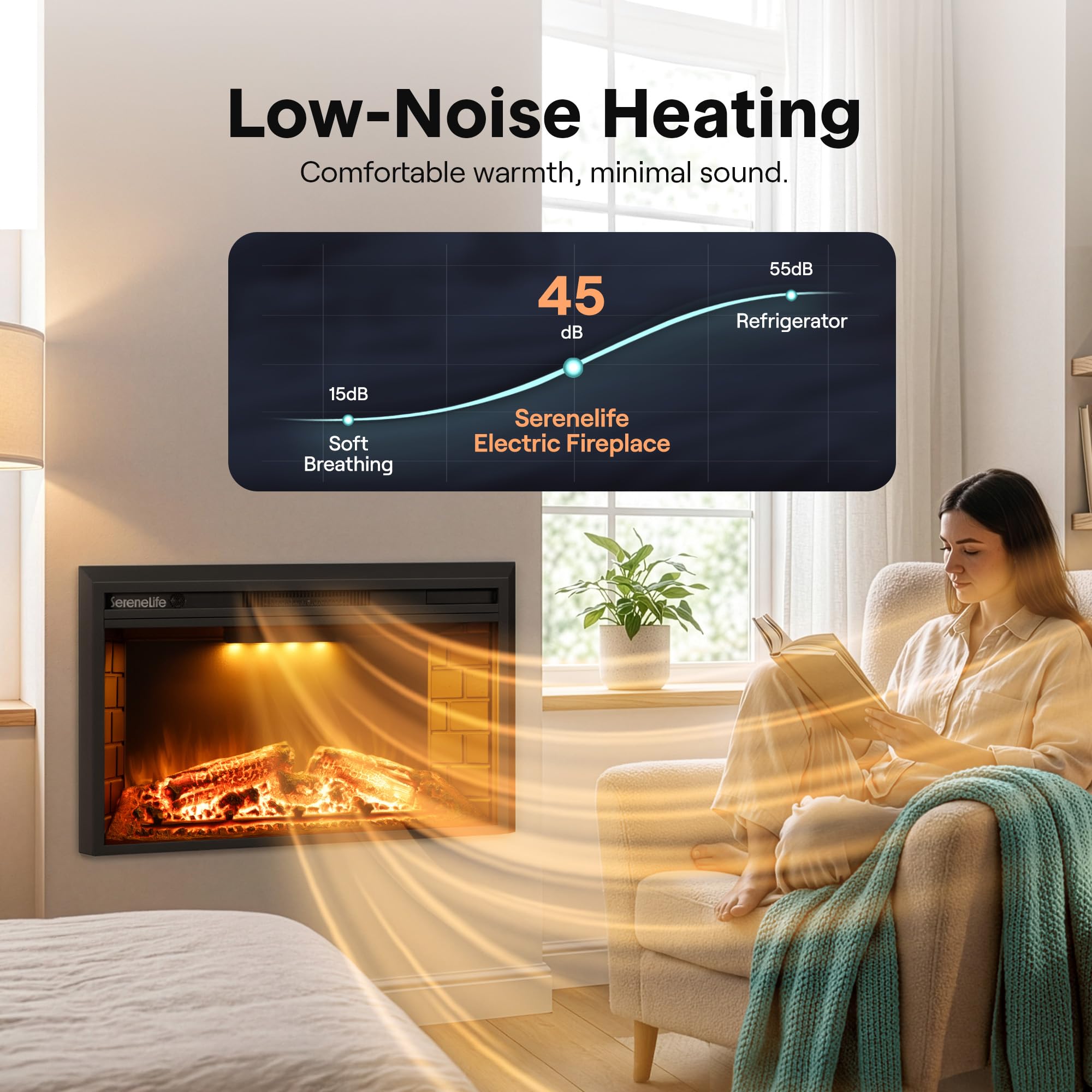 36" Electric Fireplace Insert with Heater