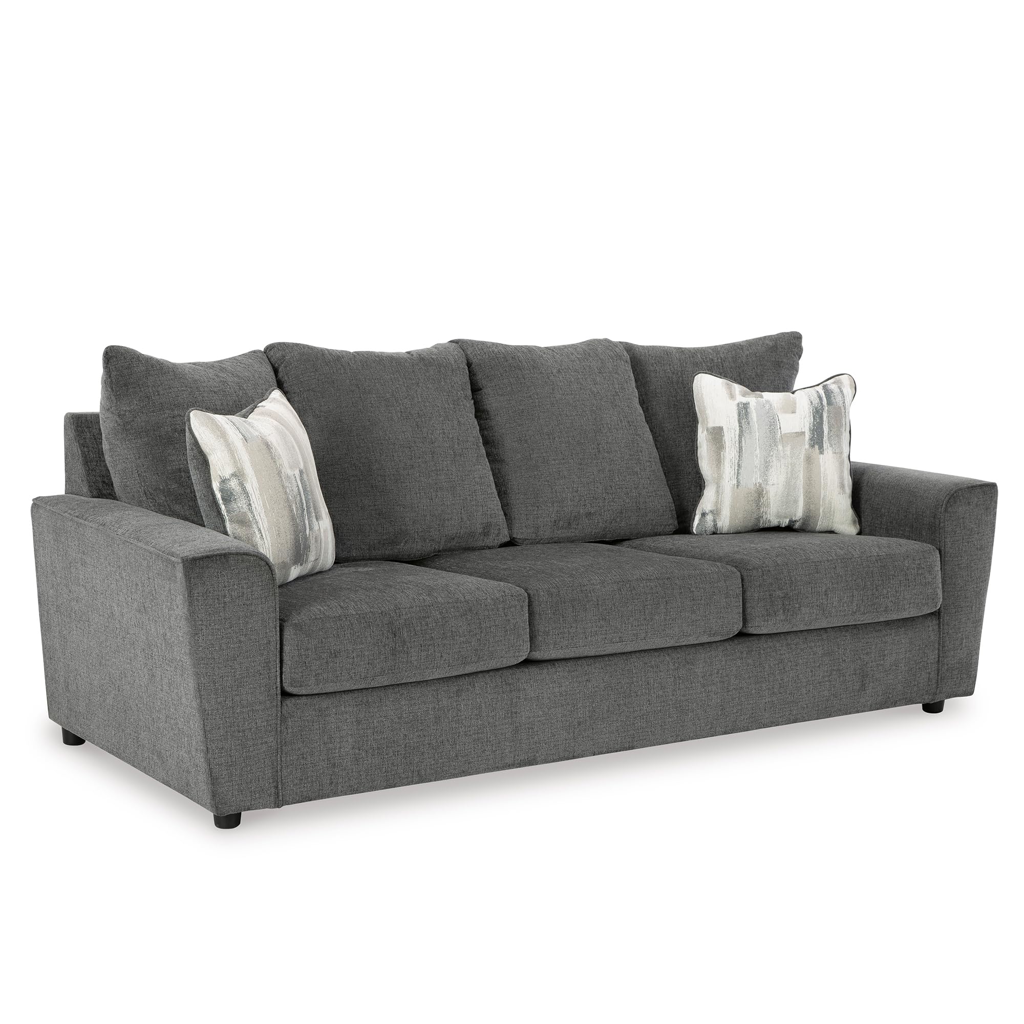 Dark Gray Flared Arm Chenille Sofa