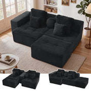 Corduroy Modular Sectional Sofa with Ottoman