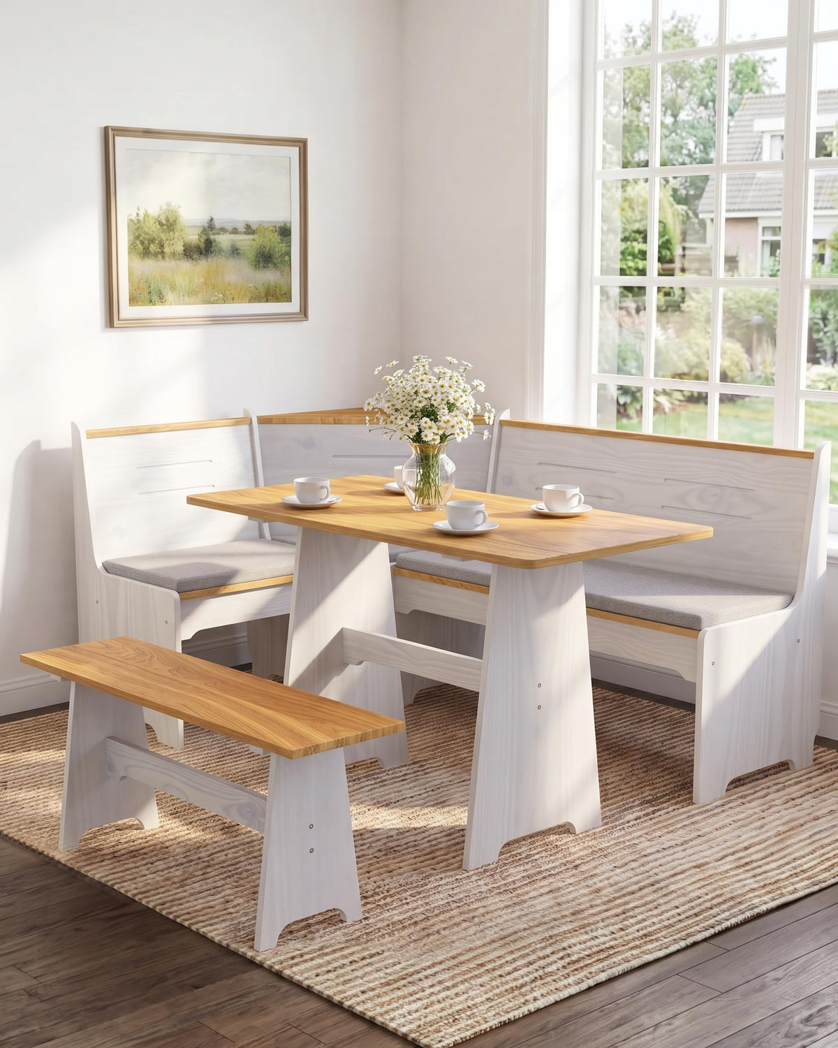 Kitchen Breakfast Nook Table Set - Corner Dining Table Set with Cushion