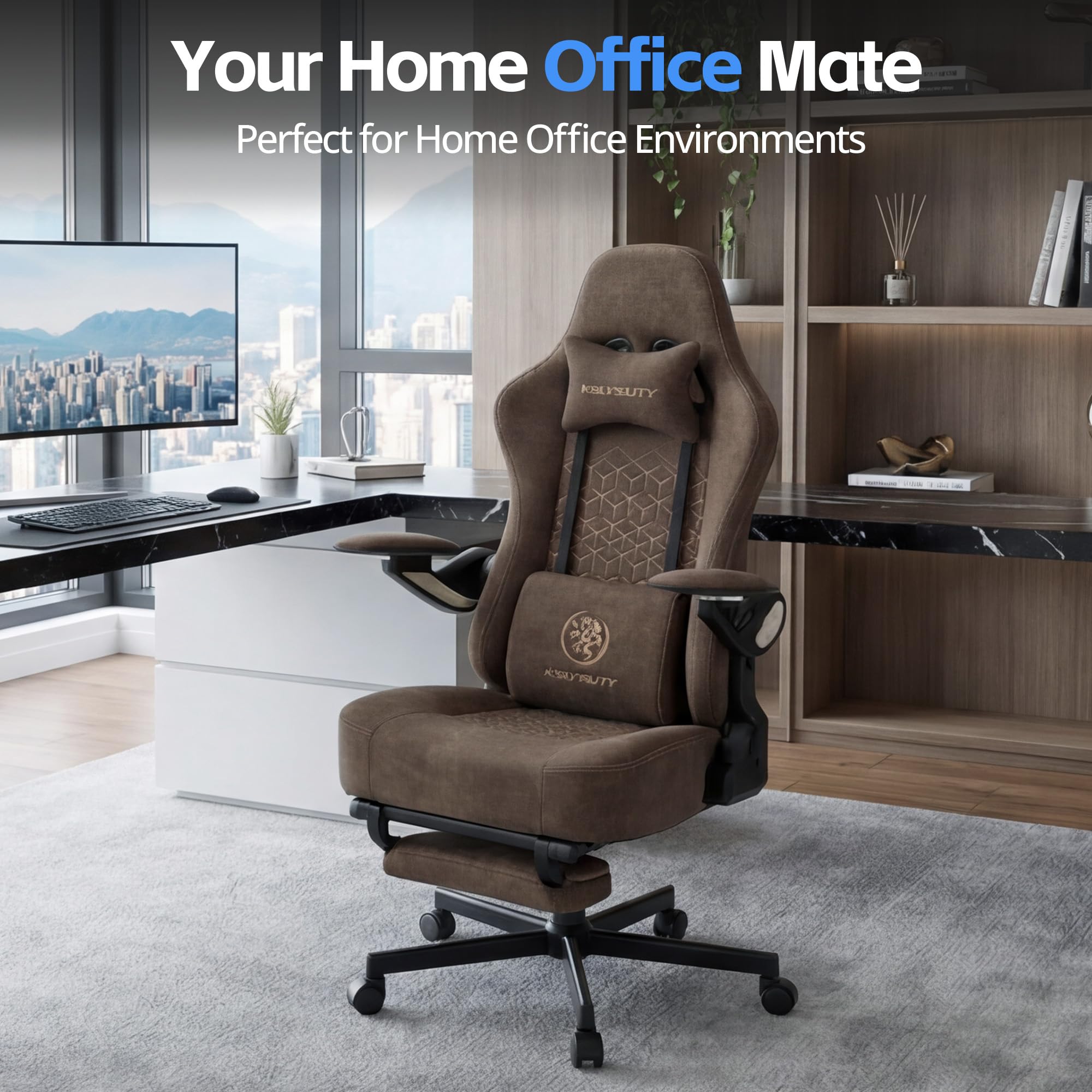 Ergonomic Gaming Chair with Footrest & Lumbar Support