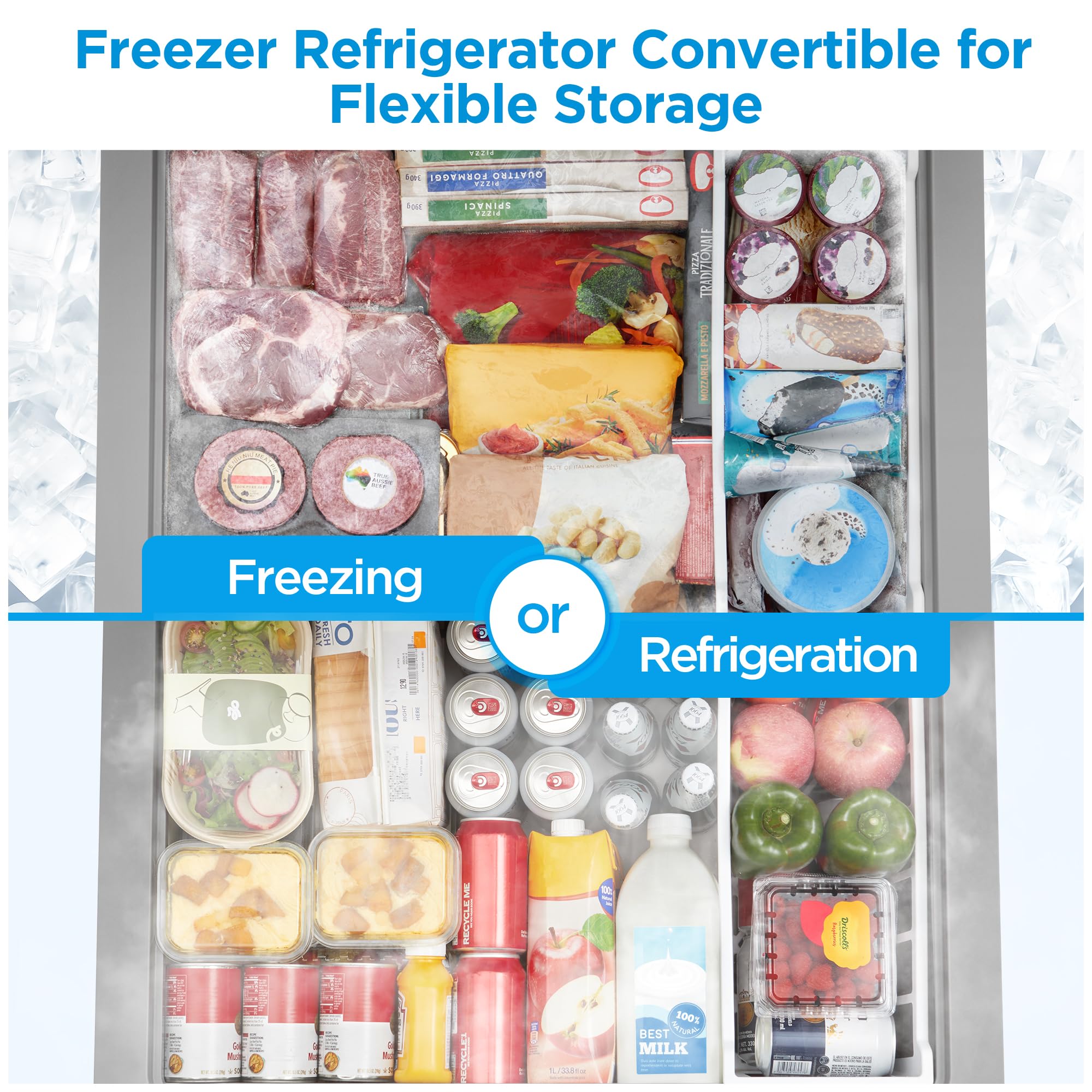 Convertible Chest Freezer with Removable Basket