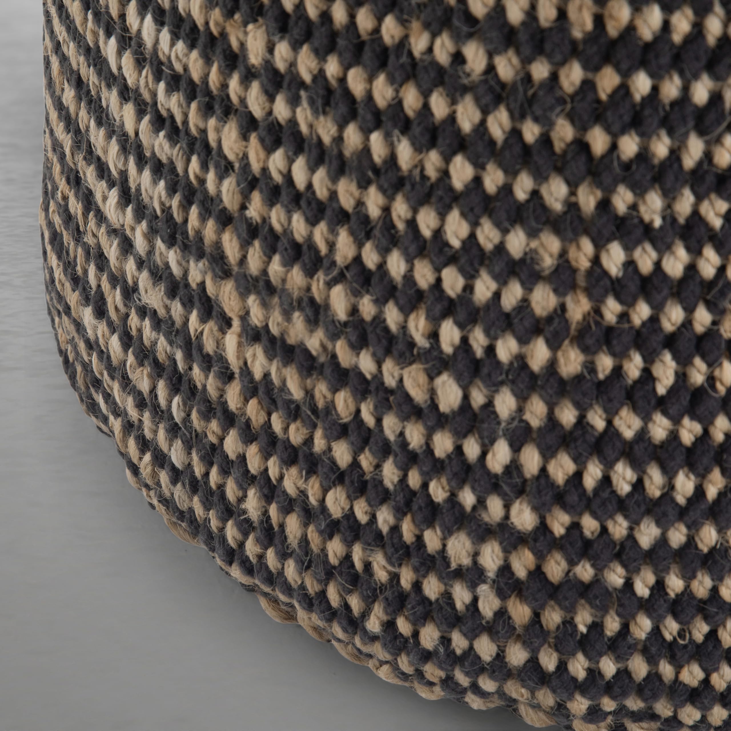 Round Braided Jute Pouf Ottoman, 18" Wide