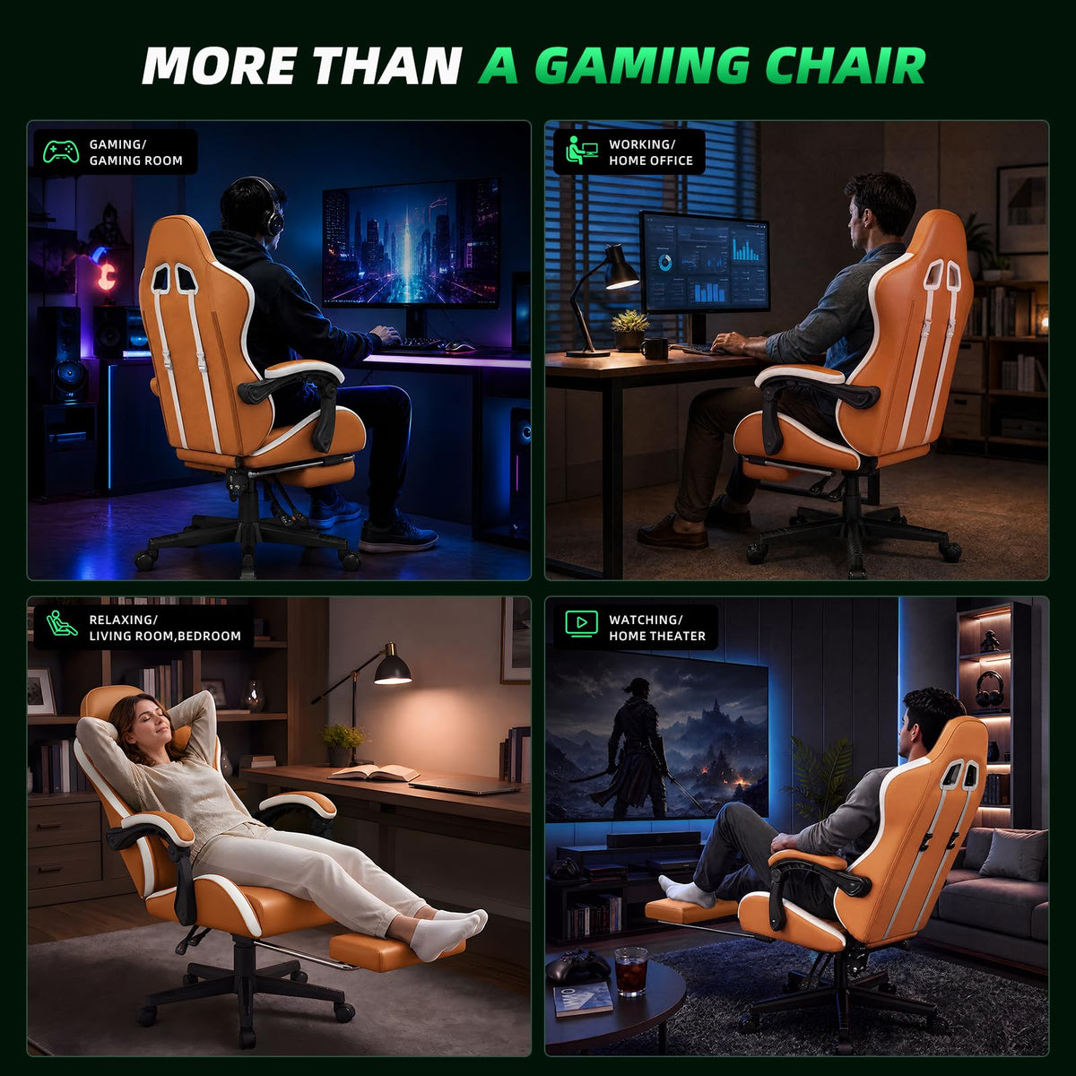 Gaming Chair Ergonomic Gamer Computer Office Chair,Footrest Lumbar Support