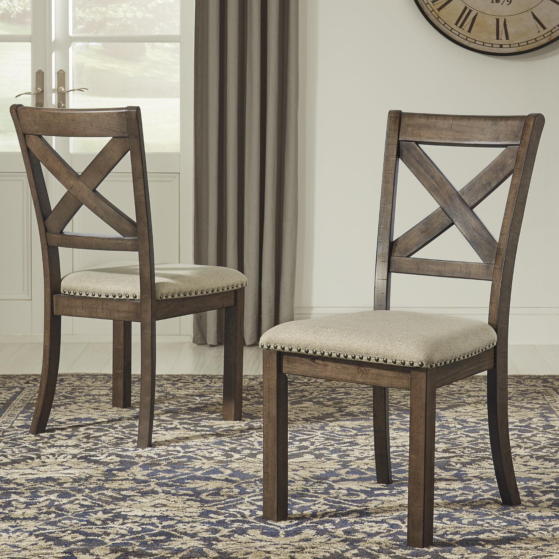 X Back Upholstered Dining Chairs, Set of 2