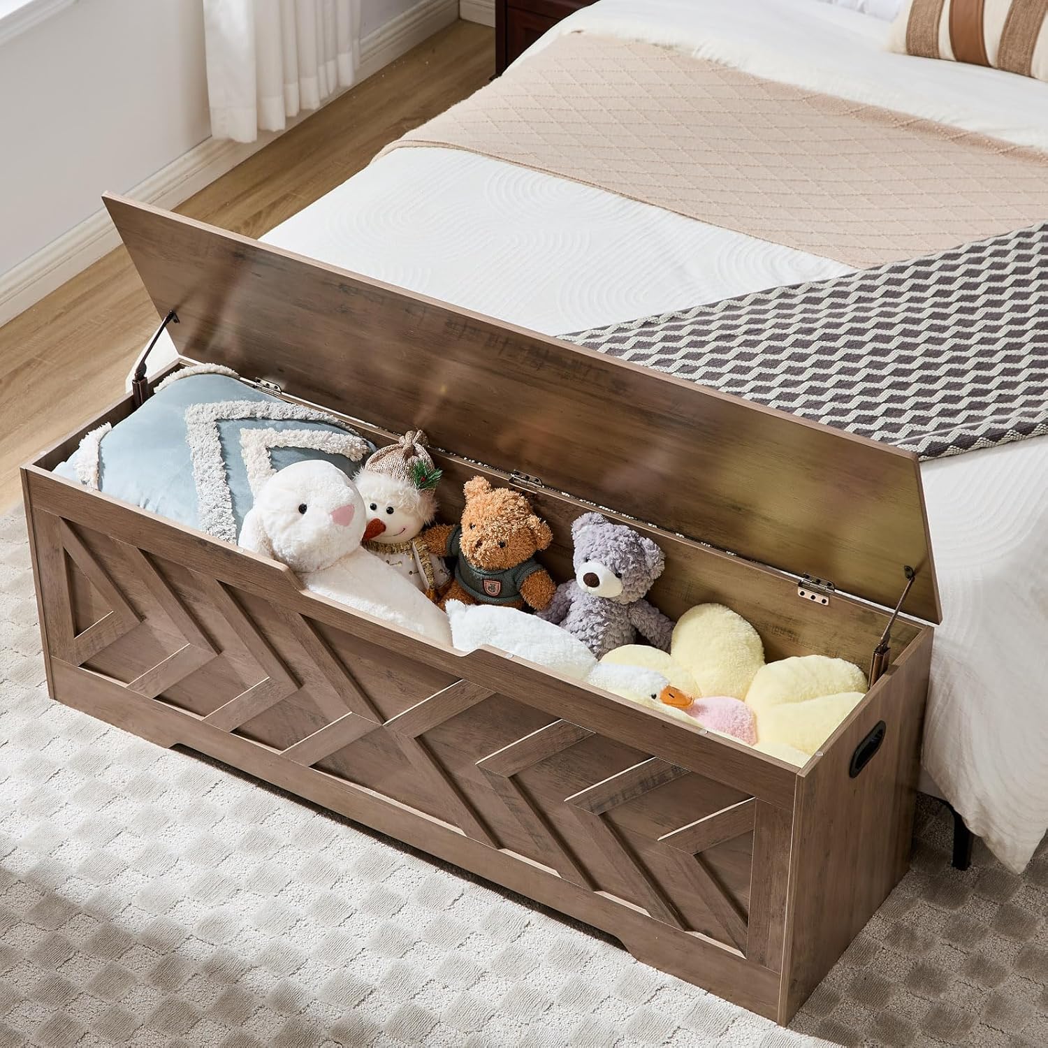 55.1" Storage Bench with Safety Hinges