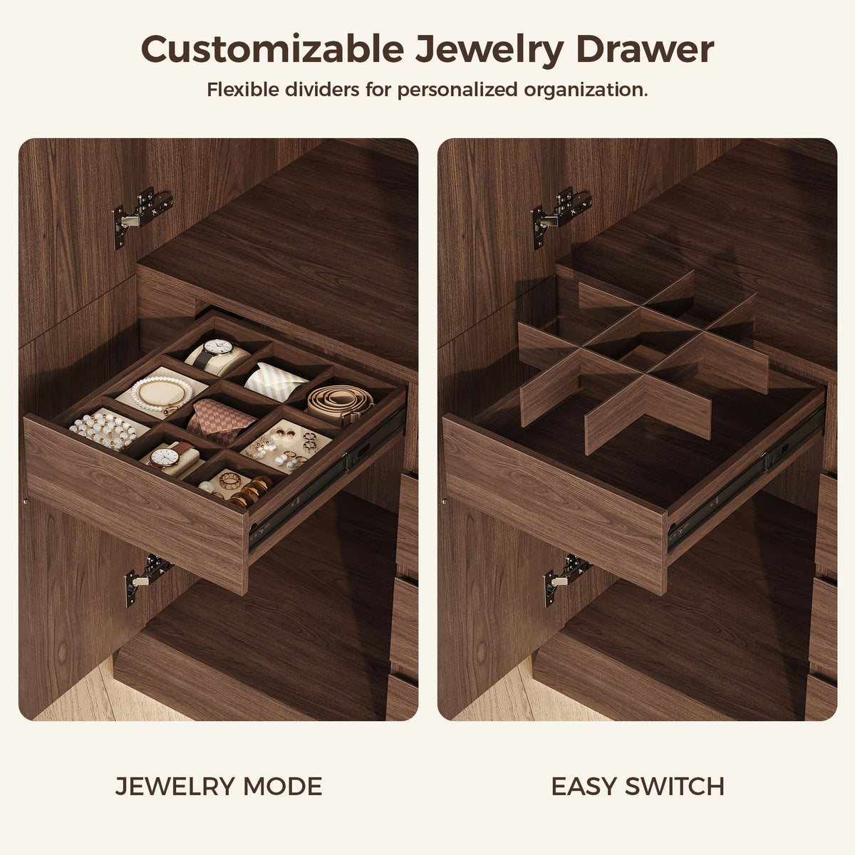 Walnut 5-Door Wardrobe Armoire