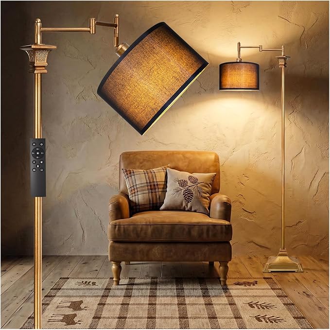 Vintage Dimmable Floor Lamp with Swing Arm