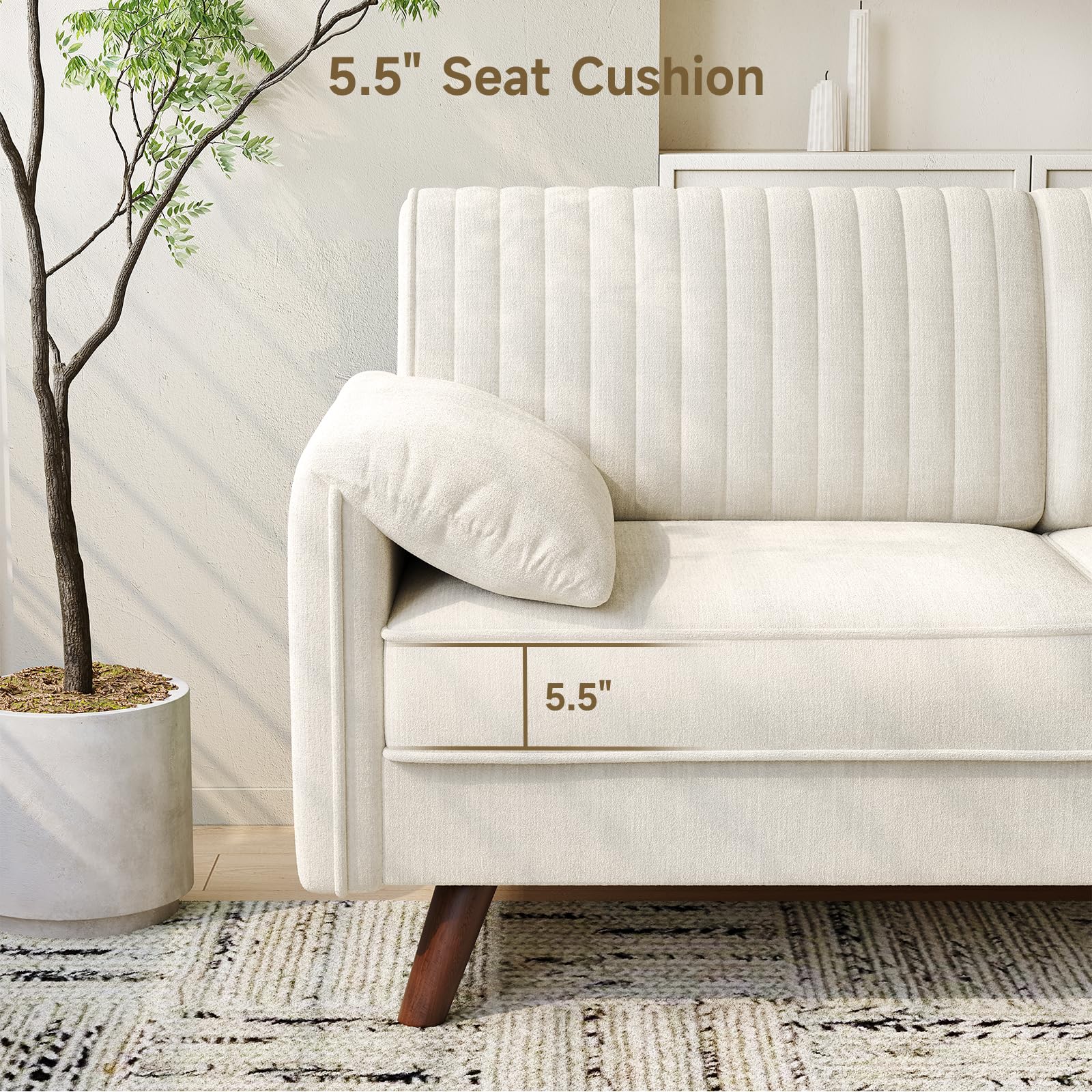 64.5" Loveseat Sofa with Padded Arms
