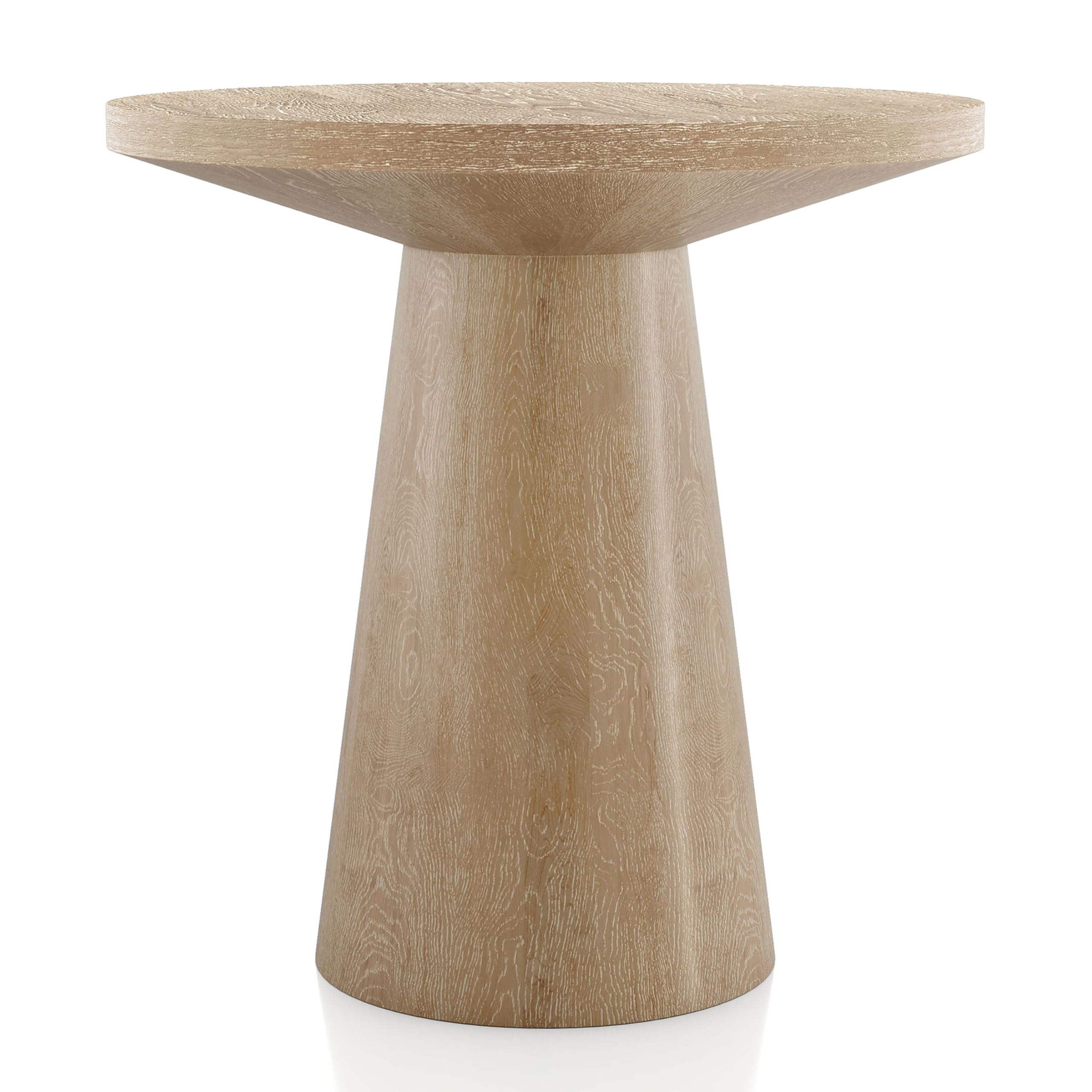 Furniture of America Crambel Modern Solid Rubberwood 20-inch Round End Table with Cone-Shaped Pedestal Base, Living Room Furniture for Small Space, Home Office, Oak Finish