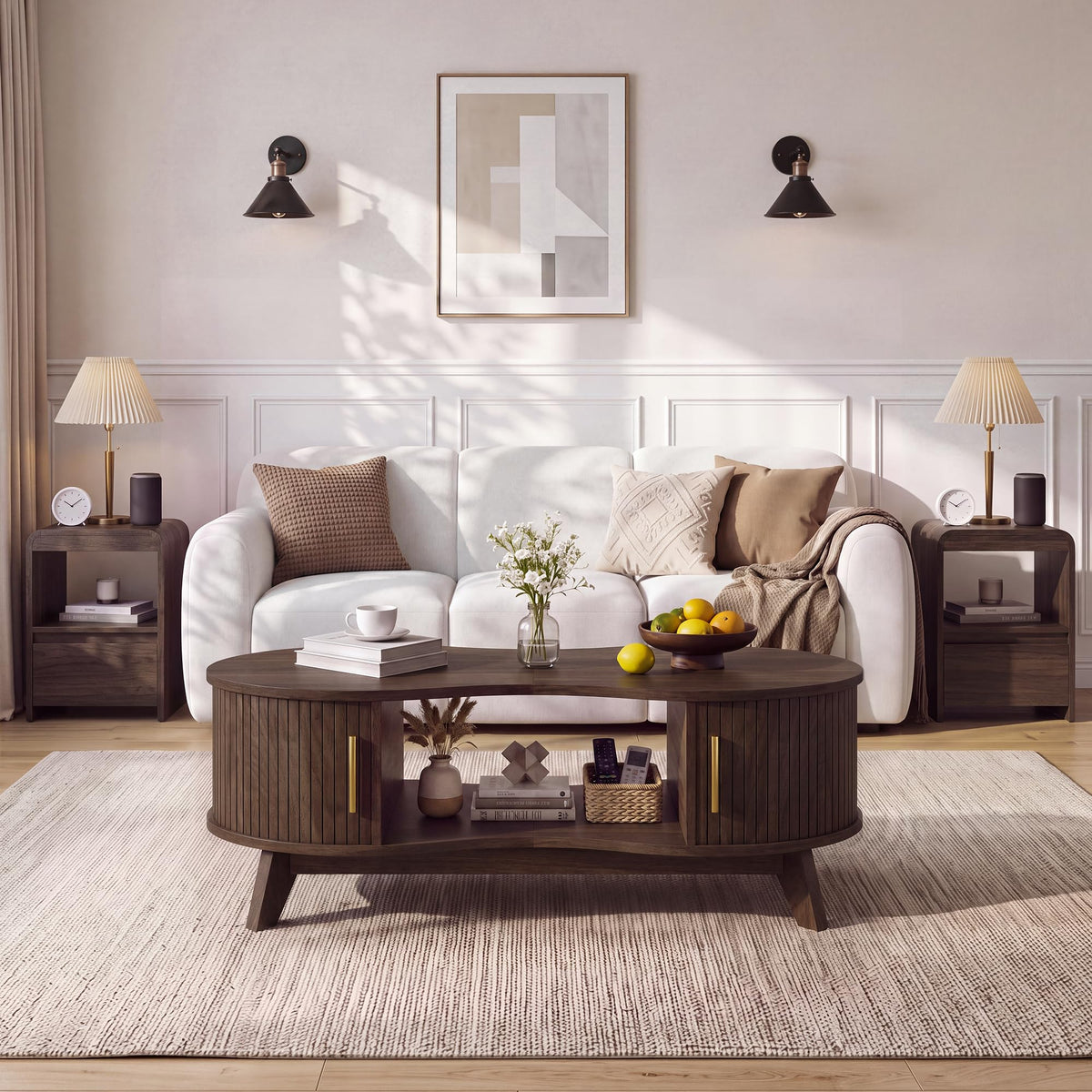 3-Piece Oval Coffee Table Set