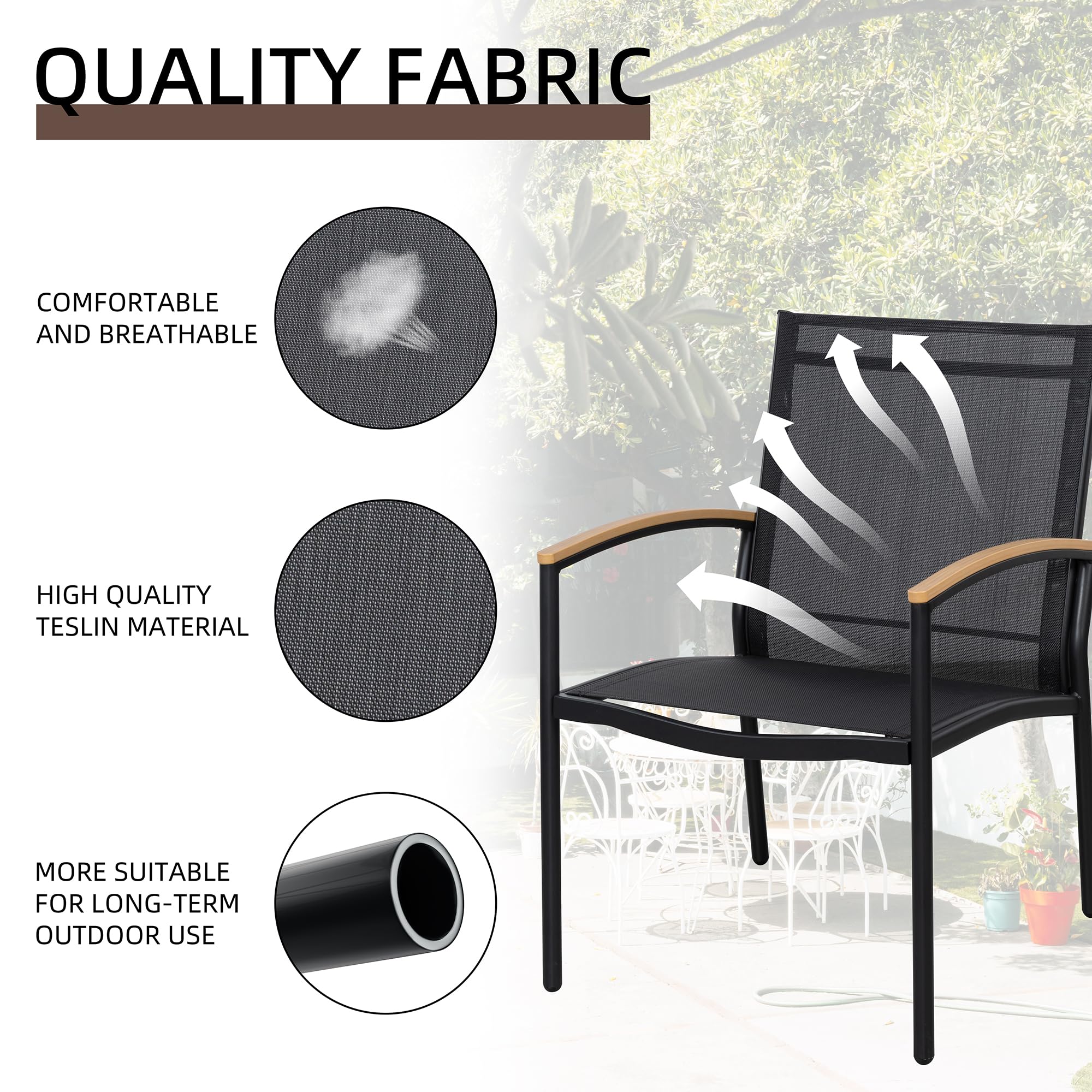 3-Piece Outdoor Bistro Set with Rocking Chairs & Tempered Glass Table
