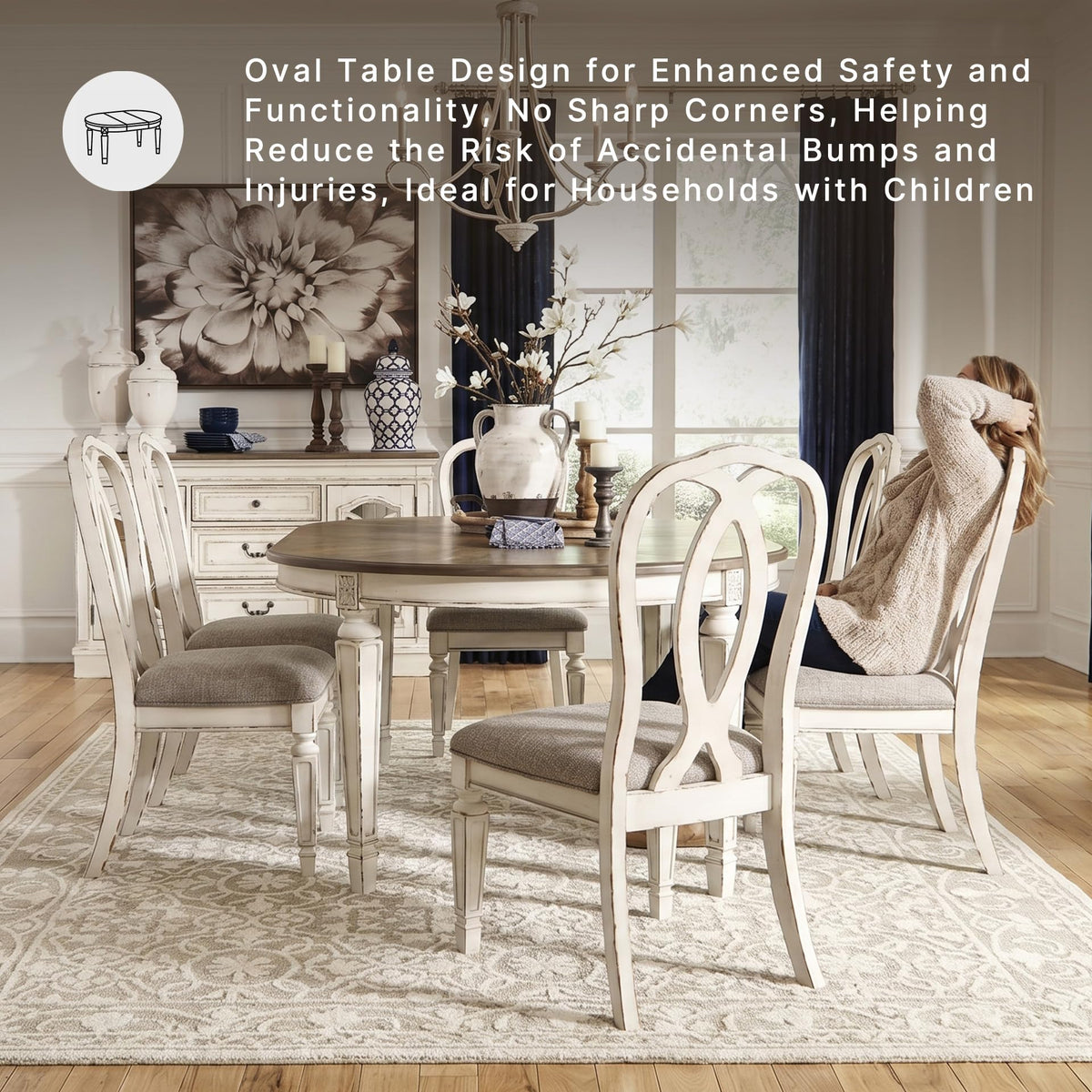 Round-to-Oval Extendable Dining Table