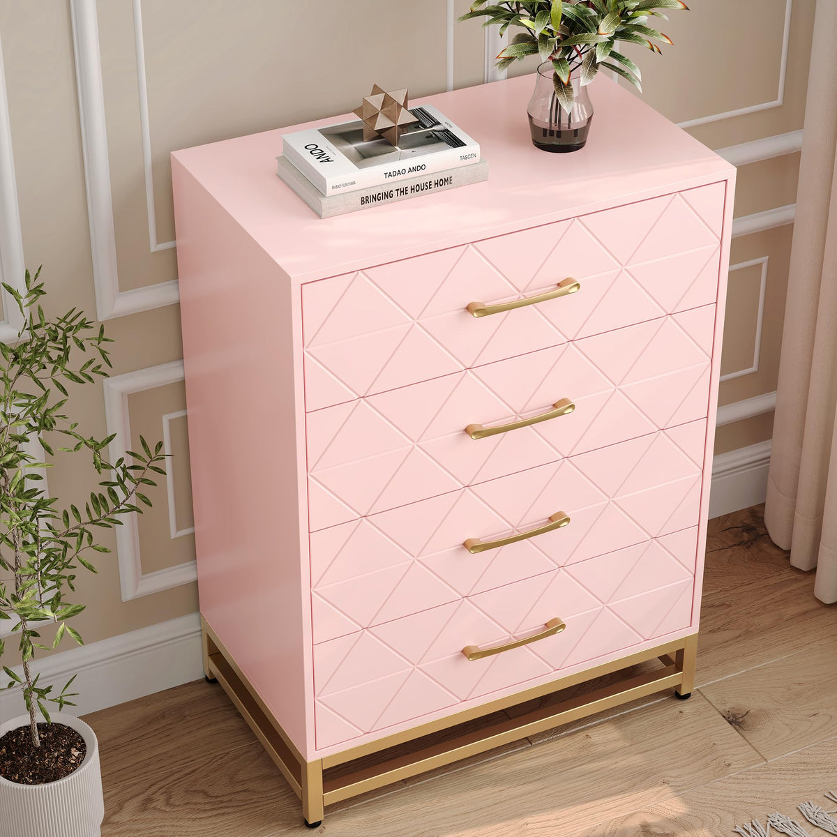 Pink 4-Drawer Dresser