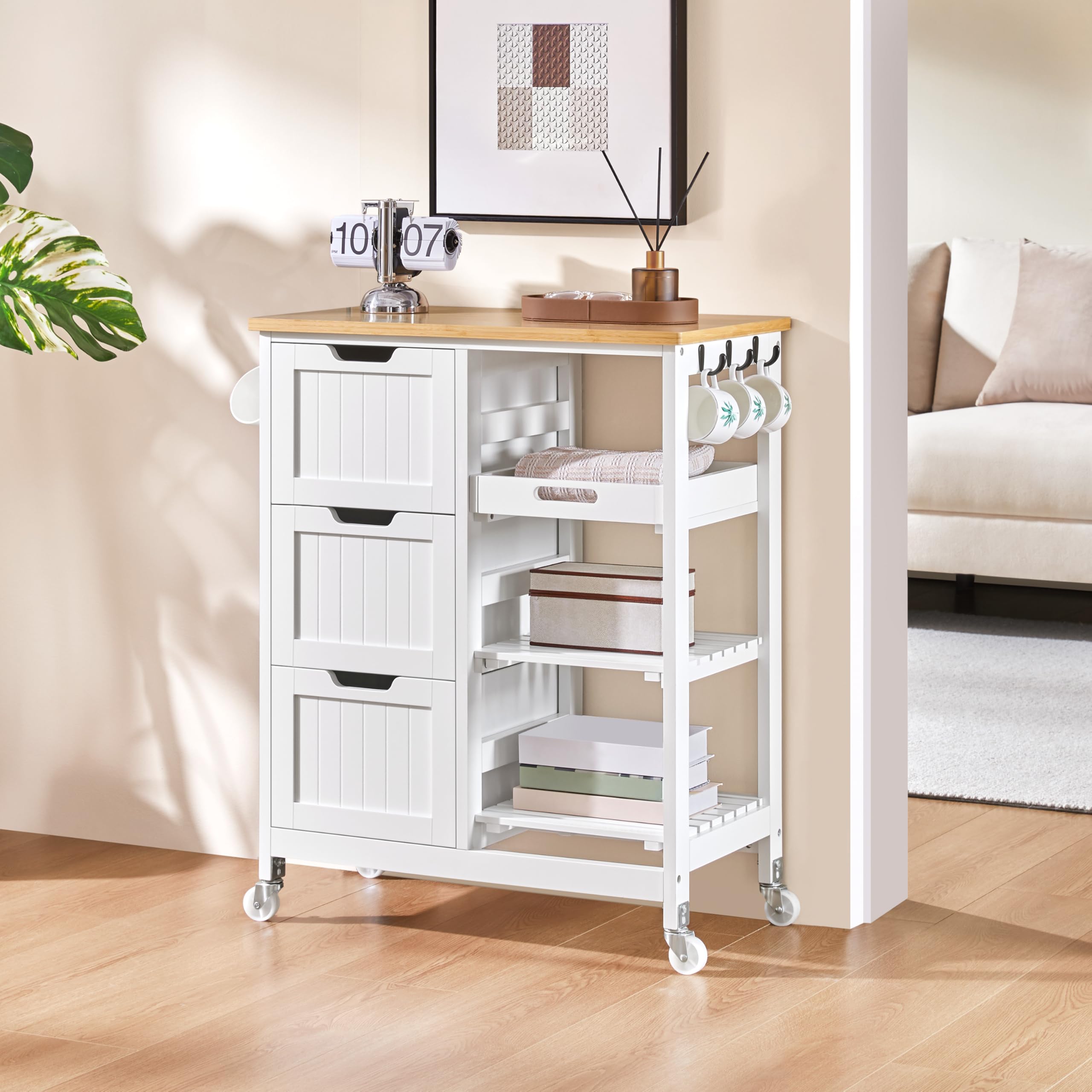 Rolling Kitchen Island Cart with Storage