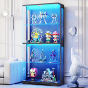 4-Tier Glass Display Cabinet with LED Lights & Human Sensor