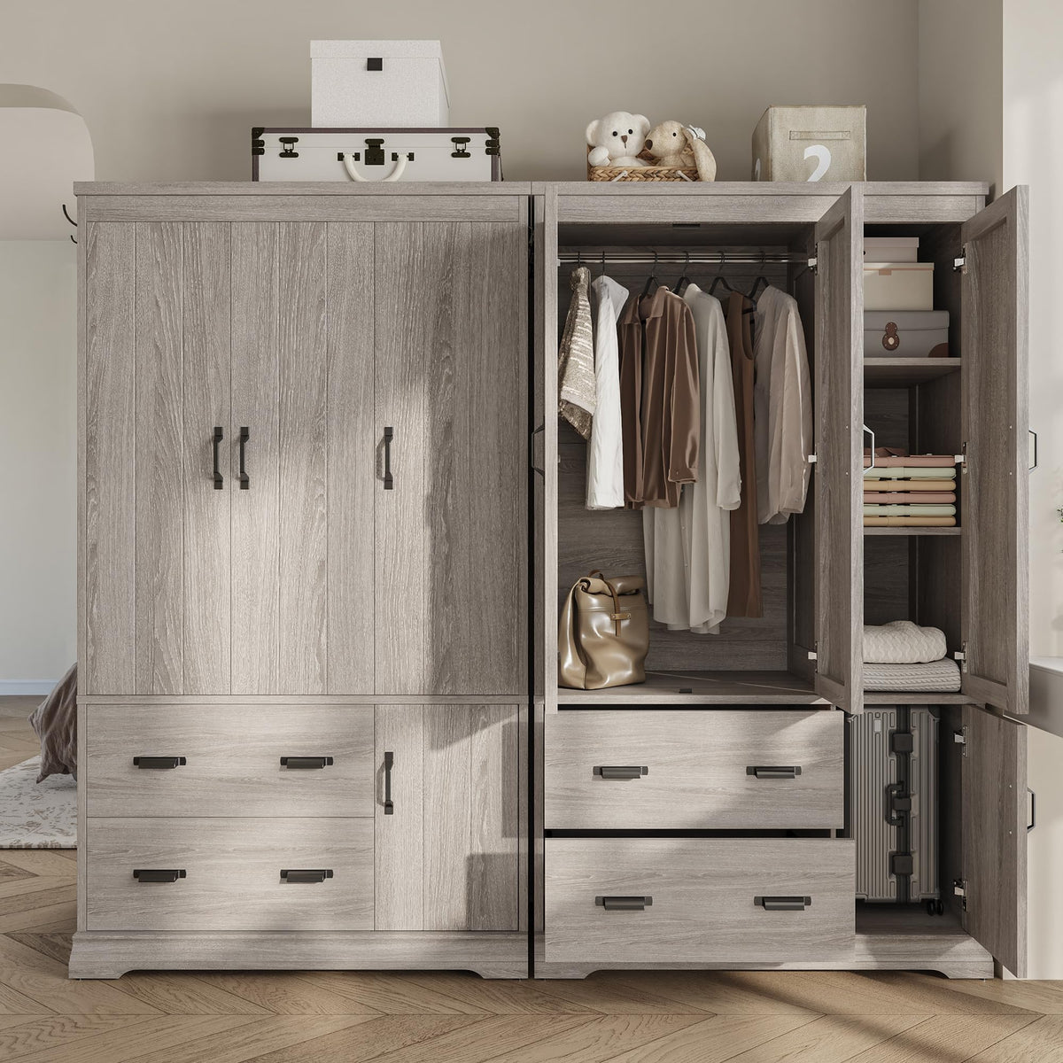 Freestanding Wardrobe with Drawers