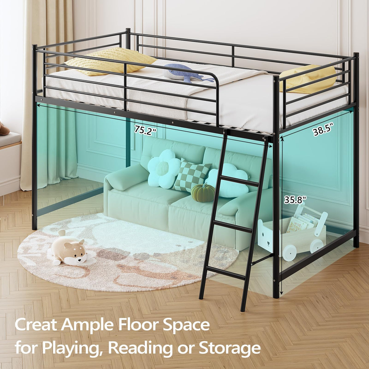 Twin Metal Low Loft Bed