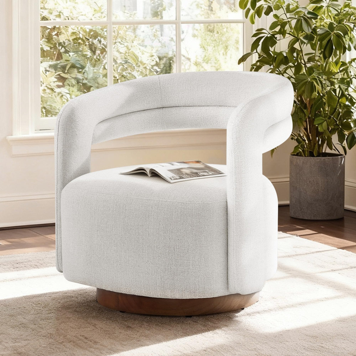 Cream Swivel Accent Chairs, Set of 2