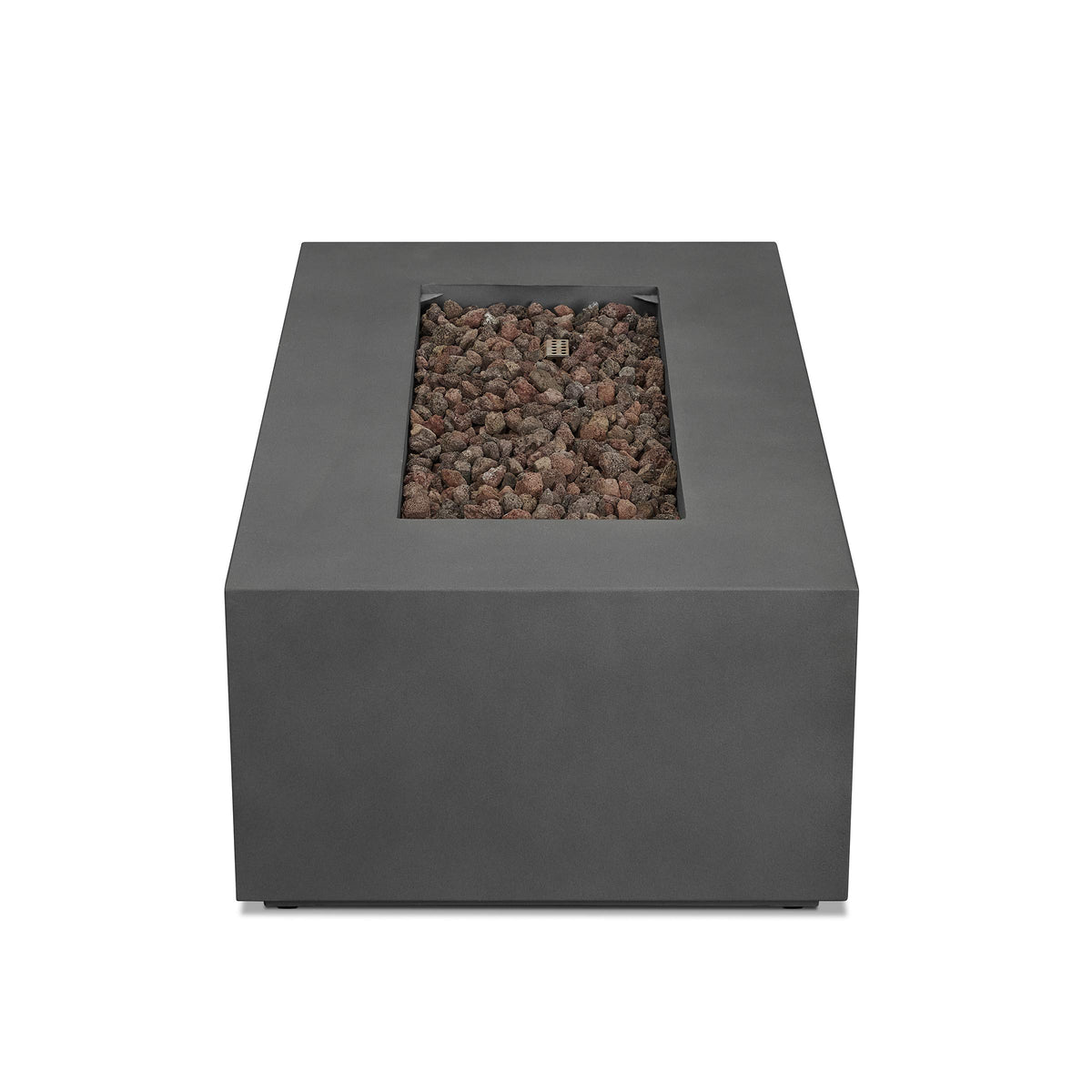 Real Flame Aegean 42in Rectangle Propane or Natural Gas Fire Pit Table, 50,000 BTU, Powder-Coated Steel, Push-Button Ignition, Lava Rock, Storage Cover, Stainless Steel Burner - Weathered Slate