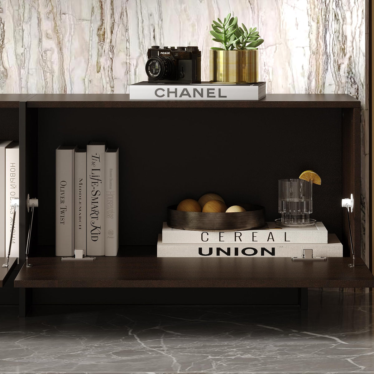 AIEGLE 71.7" W TV Stand for Living Room, Brown TV Console with 3 Drawers