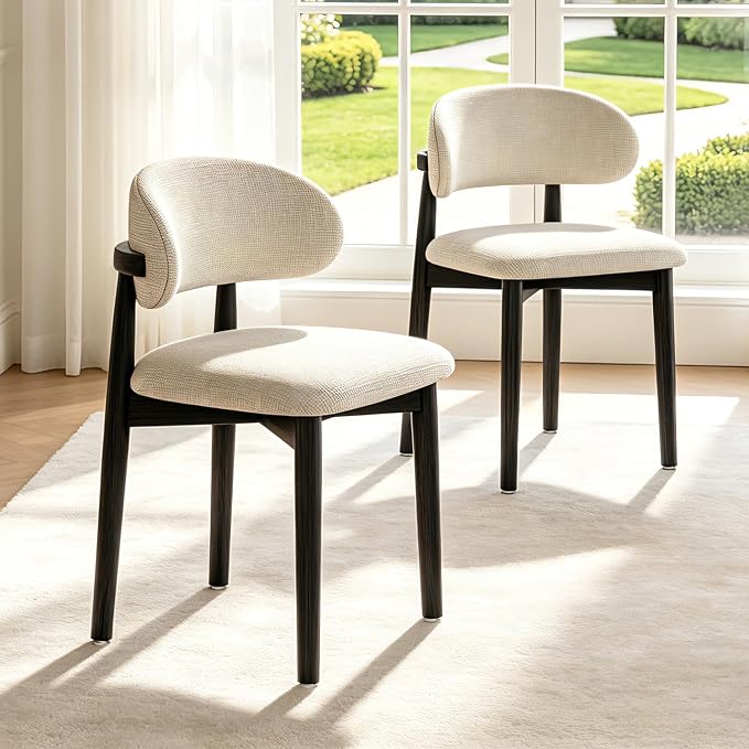 Walnut Upholstered Dining Chairs, Set of 2
