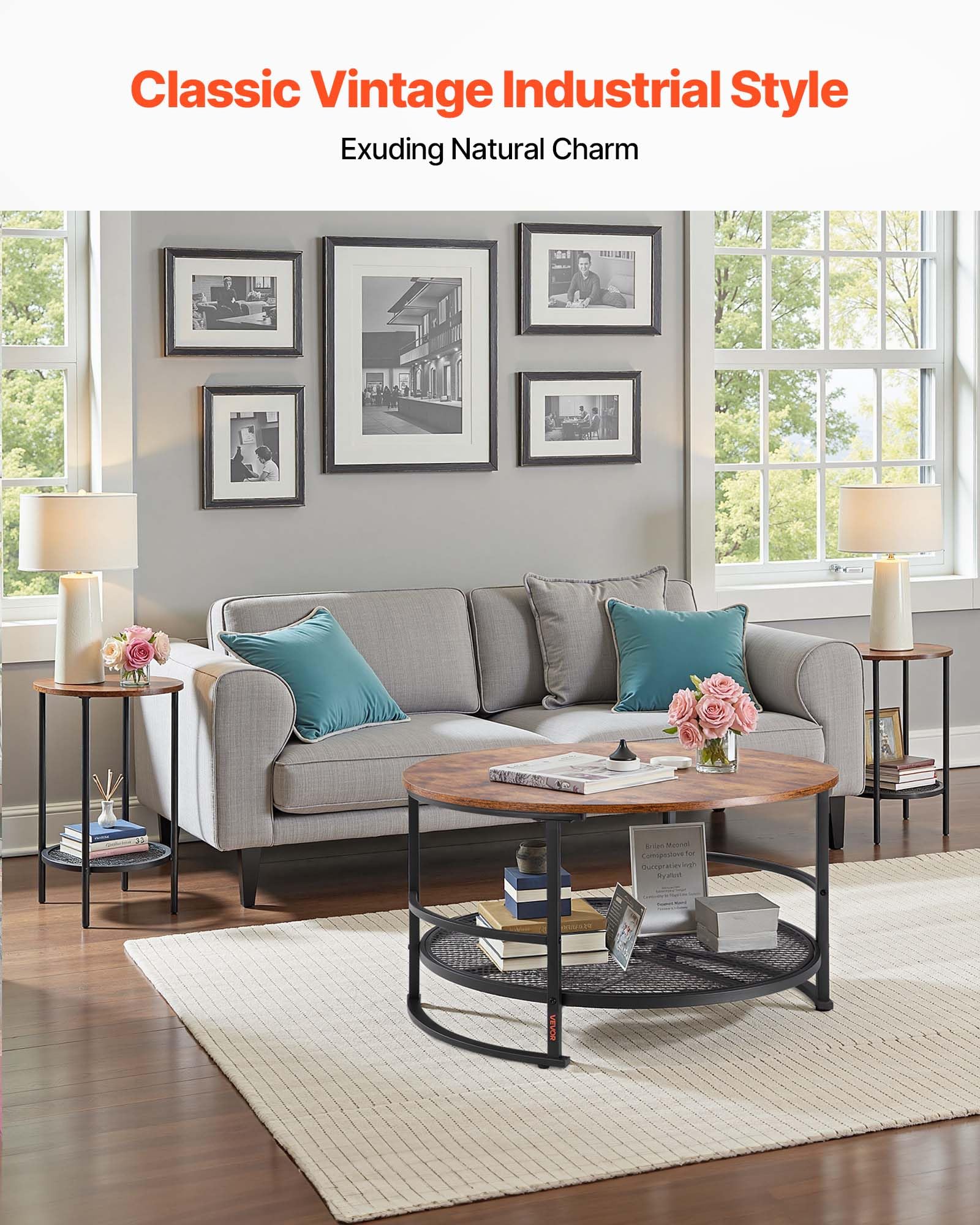 3-Piece Coffee Table Set with 2 End Tables