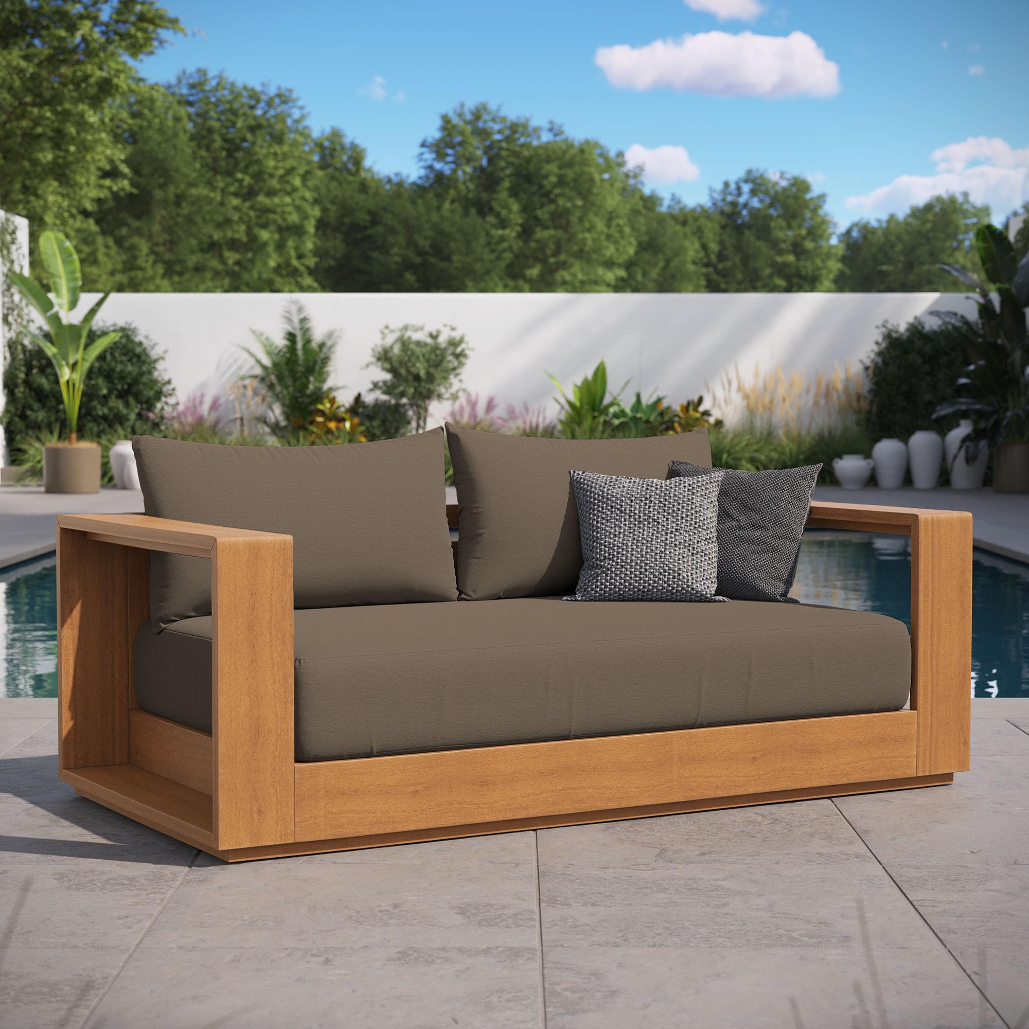 Acacia Wood Outdoor Patio Loveseat